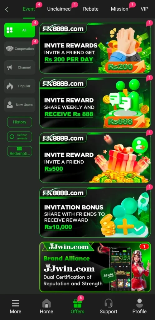 Daily Bonuses in PK8888 Game