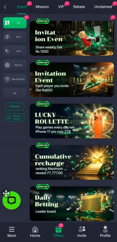 Daily Massive Rewards in QAIDI804 Game