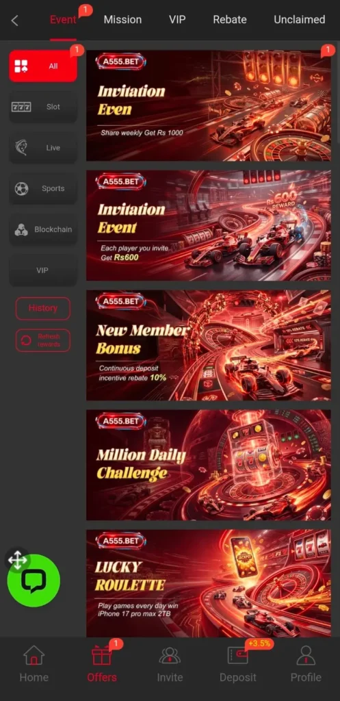 Massive Rewards in A555 Game