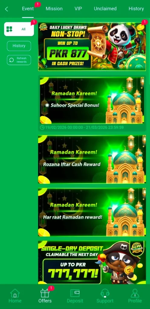 Daily Bonuses in LLYY Game