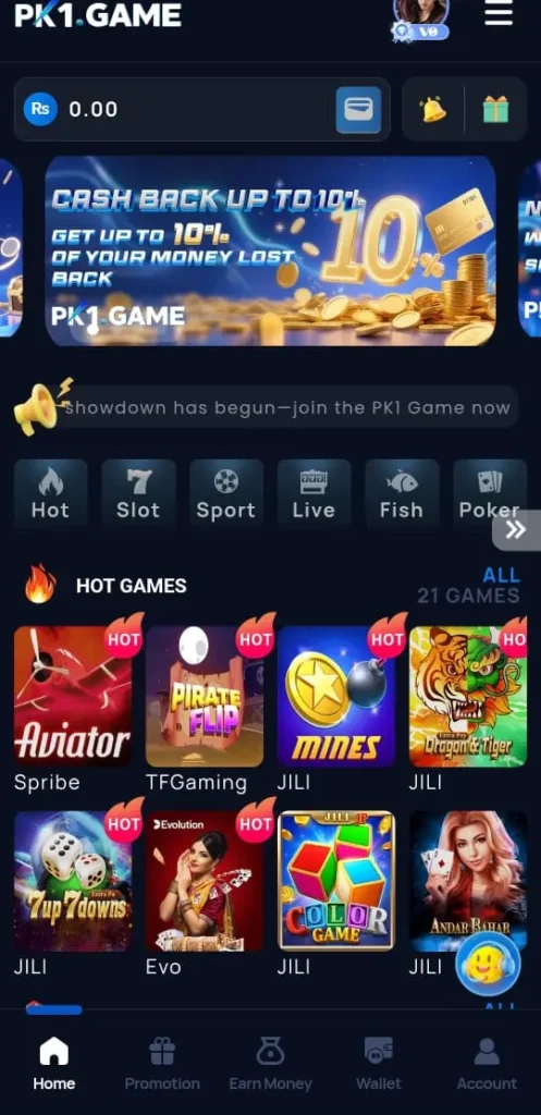 PK1 Game interface screenshot image