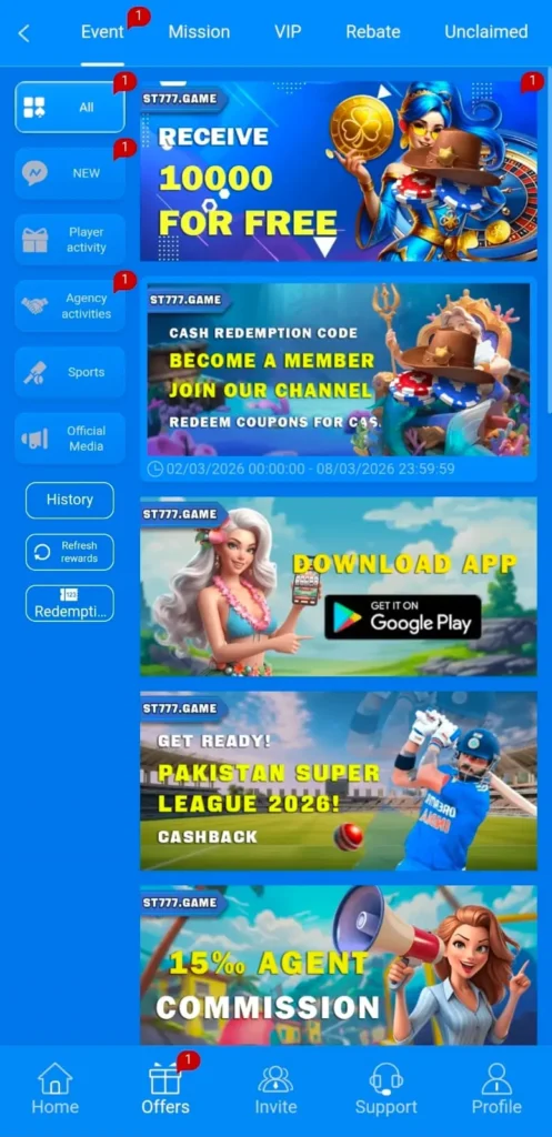 Daily Bonuses in ST777 Game