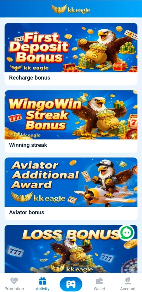 KKEagal Game Daily Bonuses.