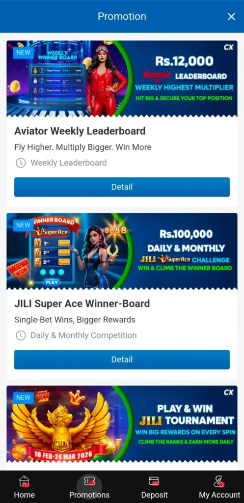 Daily Bonuses on Crickex Game.