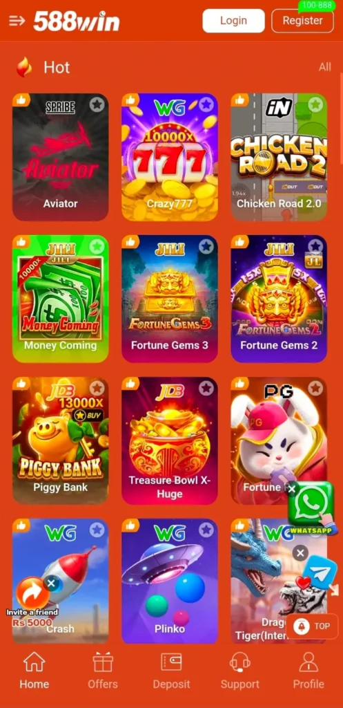 588Win Game interface screenshot image.