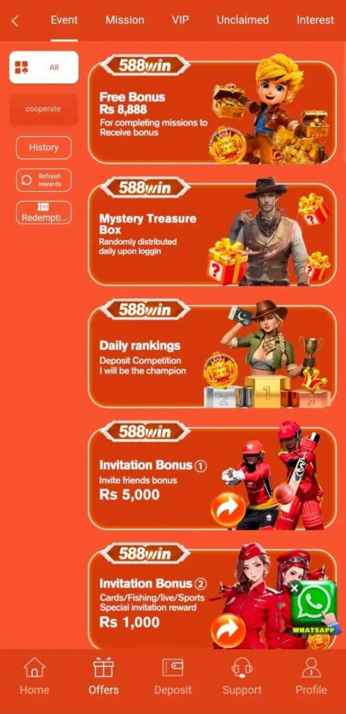 Daily Bonuses 588Win Game.