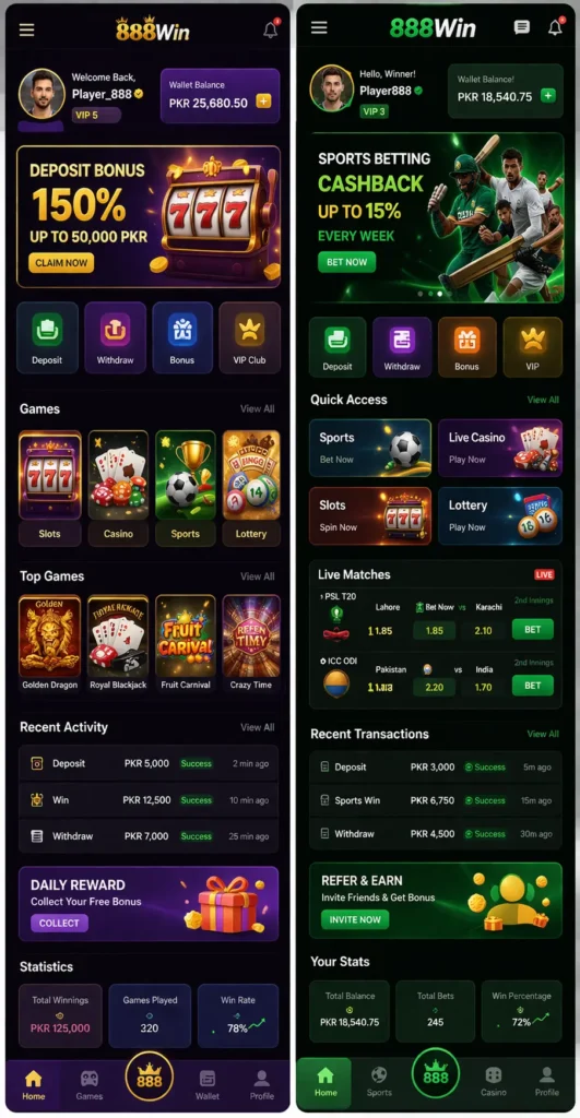 888Win Game Dashboard image & Promotional Screenshot.